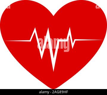 Vecteur rouge stylisé logo coeur qui bat. Heartbeat isolées de l'image. Cardiogramme symbole. Logotype médical. Illustration pour la Saint-Valentin. Illustration de Vecteur