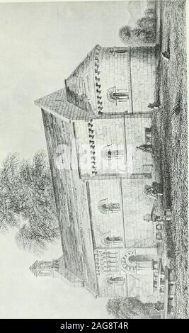 . Les antiquités ecclésiastiques et seigneuriales de l'Ecosse. purestNorman s dans le style. Il s'agit d'un simple édifice quadrangulaire sans tour, allées, ortransepts, bien qu'une simple projection sur le côté nord peuvent possiblyhave été ajouté comme le début d'un transept. Les fenêtres sont petites toutesles arche normande avec moulures crantée. Un moldingruns horizontale le long de chaque côté près du toit, qui semble avoir consistait en une série de courbes entertwined comme la lettre S prévues longitudinalement, mais whichseems d'avoir été supposé par l'architecte, qui a restauré une partie de celui-ci, tobe un succès Banque D'Images