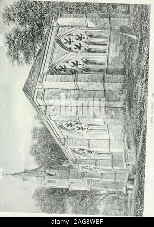 . Les antiquités ecclésiastiques et seigneuriales de l'Ecosse. esand services comme l'Angleterre a conservé ; et si la partie de structure le projet n'allaient pas plus loin que le bâtiment de l'Église ofDairsie, et la partie doctrinale a été débordé dans les commotions, il isimpossible à regarder sans intérêt sur ce tranquille petit mémorial de manière brillianta échec, niché dans un massif de forêt s'étend jusqu'à la douce watersof l'Eden. La plaque d'accompagnement donne une idée complète, non seulement de l'generaleffect de l'édifice, mais de tous ses détails, à l'exception de la porte ouest, whichhas pas pret Banque D'Images