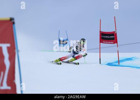 17 Dec 2019 Courchevel France AUDI FIS Coupe du Monde de Ski 2019-2020 jeune skieur alpin féminin français précurseur de la Neige Ski alpin Slalom géant Femmes Banque D'Images