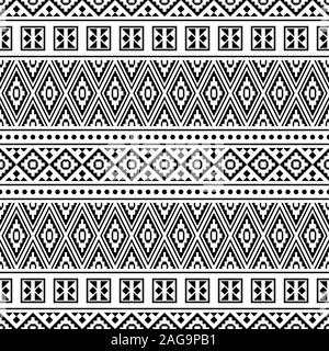 Motif ethnique sans couture Aztec de couleur noire et blanche. Vecteur d'illustration ethnique Illustration de Vecteur