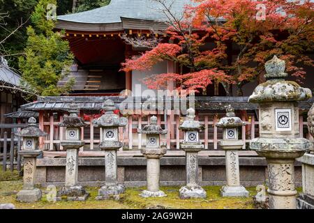 NARA, Japon -20 novembre 2019 : Tamukeyama Hachiman Shrine est un sanctuaire Shinto dédié au kami Hachiman. Il a été établi en 749. Banque D'Images