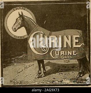 . Source et sportsman. tal. Université de Pennsylvanie. CURINE est le plus puissant connu, peinture et caotery firiDg ou remplace tout. Il ne contient pas de graisse et ne pas ternir ou enlever les cheveux. Il* effets sont absorbantes, alternative, pénétrant et antiseptique, et est le seul capable de préparation le ofreaching assis plus troubles. Les chevaux peuvent il a travaillé comme d'habitude tout en usiuz cette merveilleuse peinture. Il est utilisé vlth succès phénoménal en Europe, et dans le premier troting et exécutant d'équitation dans les États-Unis et le Canada. Toute personne qui achète une bouteille, et modifier à l'aide d'arrêt il accordi Banque D'Images
