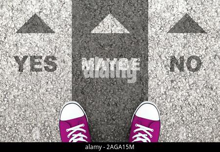 Étudiant ne peut choisir entre Oui, peut-être ou pas Banque D'Images