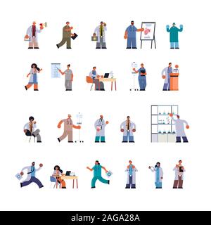 Les médecins en uniforme de l'hôpital clinique de différents travailleurs de la santé médecine télévision pleine longueur concept vector illustration Illustration de Vecteur