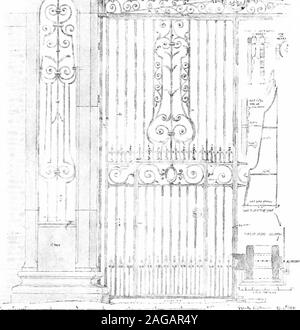 . Ferronnerie d'anglais du xviième et xviiième siècles ; un compte historique et analytique de l'évolution de l'extérieur de forgeron. ^^^^ . ^^  ? k i. :,j'^ ^|, j*,;i !(ot FIG. 69. Entrée de la doyenné, Chester-le-Street. Dessiné par F. Lishman. 21 o E Ferronnerie d'anglais theXVIIth et X Vlllth siècles Ecosse.Une grande partie de la ferronnerie d'Ecosse diffère dans sa characteristicsfrom que de l'Angleterre. Les portes à Traquair House sont illus-tré (Fig. ID, p. 25), comme peut-être présenter une exampleof un type qui, bien que largement représentée, a nowalmost ont disparu de l'Angleterre. M. Baily Murphy Banque D'Images