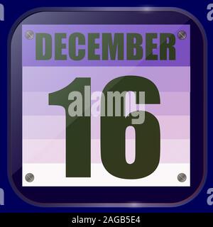 L'icône le 16 décembre. Pour la planification jour important. Bannière pour les jours fériés et les jours spéciaux. Seizième de l'icône de décembre. L'illustration. Banque D'Images