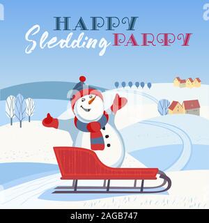 Traîneau à chiens heureux invitation parti modèle vectoriel Illustration de Vecteur