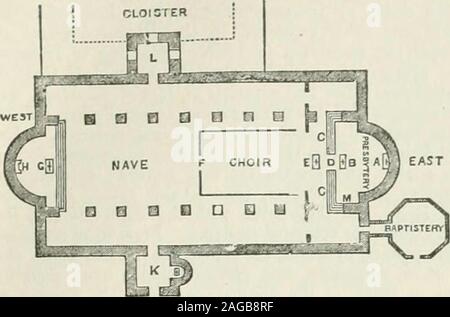 . L'encyclopédie Britannica ; ... Un dictionnaire des sciences, des arts et de la littérature générale. Fio. 18.-Le plan de l'église Nativité, Bethléem. 1, narthex. 2. Nef. 8, S. allées. 6ème ou 7ème basilique 419 siècle, connu sous le nom de Basse CEvvre à Beauvais  ; U3 et aa (pp 550-552) de ceux qui appartiennent à la 8e ou 19e siècle, dans le quartier du Lac de con-atance à Reichenau et rester metier, et à Gransonon le lac de Neufchatel La première église construite en Angleterre sous l'influencewas romain cathédrale saxonne de Canterbury. D theannexd plan au sol, comme conjecturally restauré par Pr Banque D'Images