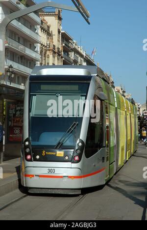 Electric tramway MetroCentro, Séville, Andalousie, espagne. Banque D'Images