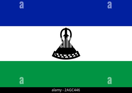 Grande télévision officielle de drapeau Horizontal Lesotho Banque D'Images