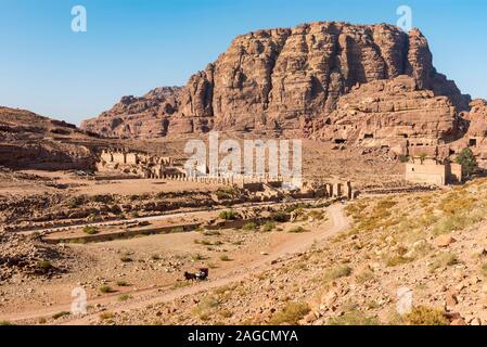 Vue de l'ancienne ville de Petra, Jordanie Banque D'Images