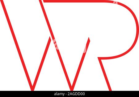Lettre wr contour simple linéaire mince logo symbol vector Illustration de Vecteur