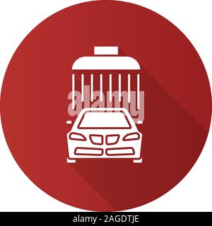 Design plat de lavage de voiture ombre portée de l'icône de glyphe. Service de nettoyage auto. Silhouette Vector illustration Illustration de Vecteur