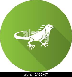 Design plat iguane ombre portée de l'icône de glyphe. Lézard herbivore. Silhouette Vector illustration Illustration de Vecteur