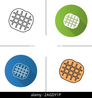 L'icône de gaufre belge. Modèle plat, linéaire et de couleurs. Illustrations vectorielles Illustration de Vecteur