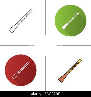 L'icône de didgeridoo. Modèle plat, linéaire et de couleurs. Didjeridu. Illustrations vectorielles Illustration de Vecteur