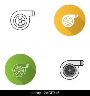 L'icône du turbocompresseur. Modèle plat, linéaire et de couleurs. Turbo familièrement. Illustrations vectorielles Illustration de Vecteur