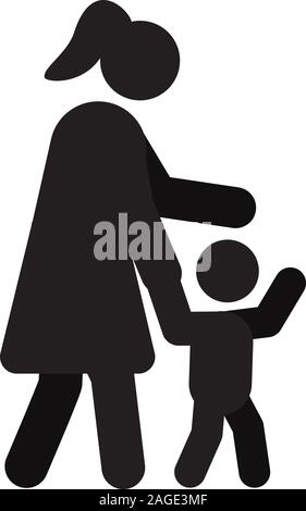 Une mère de famille en vue de côté, l'icône de silhouette. La maternité. Parent. Vector illustration isolé Illustration de Vecteur