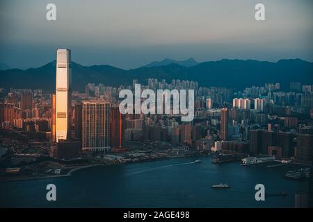 La ville de Hong Kong. Vue depuis le Pic Victoria Banque D'Images
