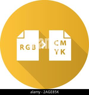 Les modèles couleur design plat conversion ombre portée de l'icône de glyphe. Modèle de couleur RGB conversion en CMJN. Silhouette Vector illustration Illustration de Vecteur
