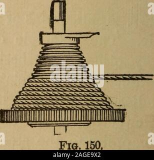 . Un manuel de mécanique élémentaire, pour l'utilisation des collèges et écoles. Fig. 149.. La roue d'un véhicule est utile pour réduire la frictionalresistance, comme expliqué dans l'article 86 ; - à surmonter les obstacles à l'ob-road il agit comme un levier, hencethe continue de profiter d'une grande roue. 208.] ROUE ET L'essieu. 219 Banque D'Images