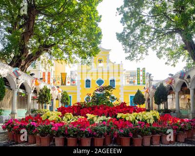 Vue extérieure de la chapelle de saint François Xavier au Village de Coloane, Macao, Chine Banque D'Images