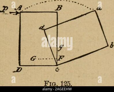 . Un manuel de mécanique élémentaire, pour l'utilisation des collèges et écoles. Fig. 123. De même, l'augmentation serait plus facilement le soufflé au-dessus,car la force résultante du vent agirait à agreater la distance de la base. Enfin-(4) La stabilité est augmentée à la positionde le centre de gravité est abaissé. Cette relation ne suivez à partir de l'équation, qui s'applique seulement aux depuis cas d'équilibre, d'où, comme il a été exprimé, thebody est sur le point de retournement. 117.] LA STABILITÉ. 189 afin que l'organisme doit effectivement être overturnedP doit continuer à agir (Figs. 123, 124, 125), Banque D'Images