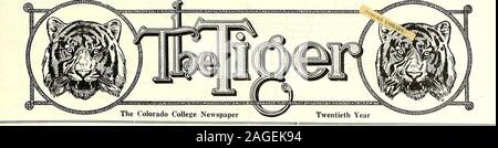 . Le tigre (journal étudiant), Septembre 1918-juin 1919. Ministère.) OFENGINEERING, musique, ARTS ET SCIENCES SOCIALES, DE L'ADMINISTRATION DES AFFAIRES ET des banques de renseignements s'appliquent à la secrétaire.. Volume XXI COLORADO SPRINGS, LE MARDI 11 FÉVRIER 1919 Numéro 34 SEPT NE SERA SCENEOf le pique-nique du Comité de l'ordre de la classe de deuxième année est de faire des plans pour mieux encore ; pas de numéro sans frais facturés à la porte le tout-college, qui pique-nique everyyear jusqu'ici a été tenue à la gar-den des dieux, aura lieu ce yeaiat Sept Chutes d'après les annonces de Ben doux, le président de la classe-dent et Ray Purint Banque D'Images