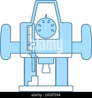 Fraise piston Icône. Fine ligne de remplissage bleu avec Design. Vector Illustration. Illustration de Vecteur