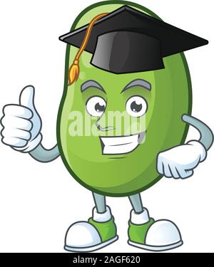 Heureux les haricots verts portant une graduation hat noir Illustration de Vecteur