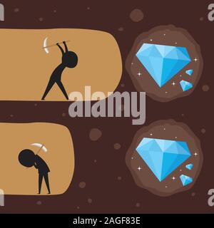Creuser un diamant. Illustration Silhouette Illustration de Vecteur