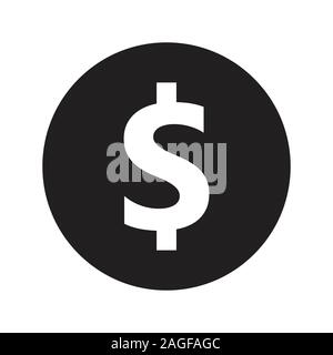 Icône vecteur noir, symbole de l'argent, l'argent symbole du dollar, de l'argent. Trésorerie en dollars noir isolé sur fond. Simple moderne télévision signe. Télévision dolar symbo Illustration de Vecteur