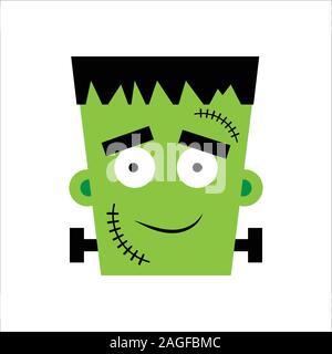 Garçon Halloween illustration Vecteur de Frankenstein. Heureux Jour de Frankenstein. L'illustration pour enfants, carte Halloween, imprimer. Illustration de Vecteur