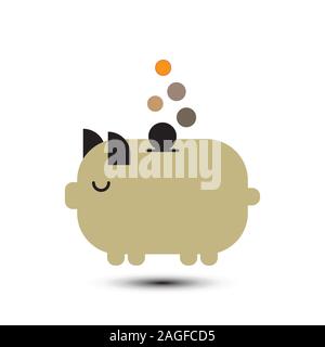 Piggy bank with coins vector illustration sur fond blanc Illustration de Vecteur