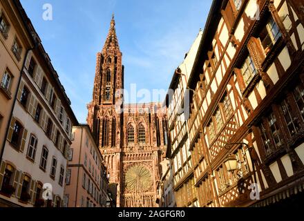 La cathédrale de Strasbourg ou la cathédrale de Notre-Dame de Strasbourg (Cathédrale Notre-Dame de Strasbourg) à Strasbourg, France. Banque D'Images