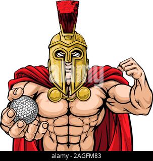 Trojan Spartan Sports Golf Mascot Illustration de Vecteur