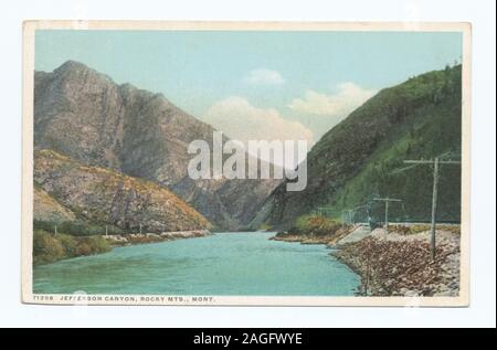 Numéro de série de carte postale : 71298 1913-1918, publié par le biais de 1930. A commencé le "contrat", de cartes produites pour les musées et d'autres organisations. ; Jefferson Canyon, montagnes Rocheuses, Montana Banque D'Images