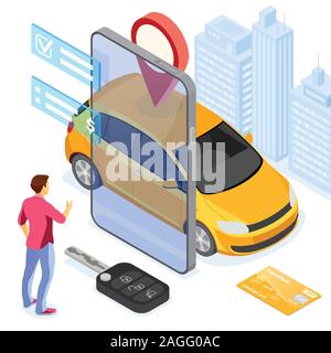 Service de partage de voiture Concept Illustration de Vecteur