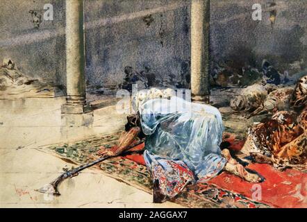 La prière de l'arabe 1868 par Marià Fortuny ou peintre espagnol Mariano Fortuny 1838-1878 Banque D'Images