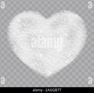 Coeur en mousse de savon avec bulles isolé sur fond transparent. Illustration de Vecteur