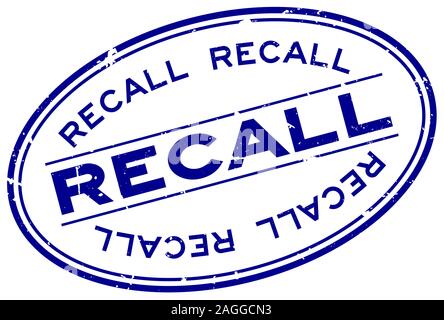 Rappeler mot bleu grunge joint en caoutchouc ovale stamp sur fond blanc Illustration de Vecteur