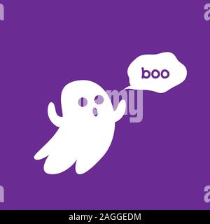 Ghost Boo sur fond violet. Vector illustration isolé Illustration de Vecteur