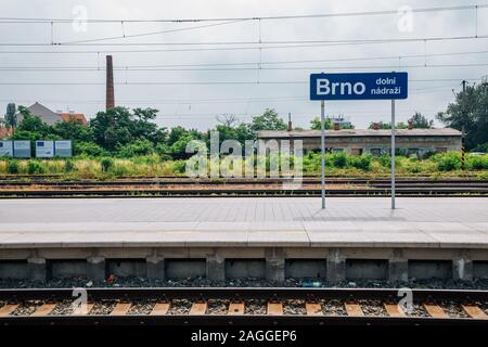 Brno, République tchèque - 20 juin 2019 : Brno Dolni Nadrazi railway station Banque D'Images