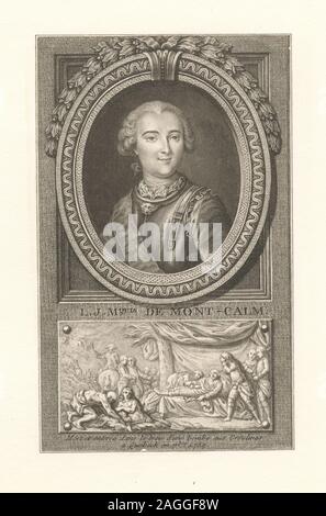 Printmakers : Asher Brown Durand & Samuel William Reynolds. Titre du calendrier de collecte d'Emmet. EM9161 ; L.J. De Mont-Calm Mquis. Banque D'Images