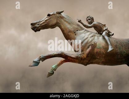 Artrmision "Jockey d' un statue en bronze d'un garçon à cheval. Musée National Archéologique d'Athènes. Circa 140 BC. Cat No X 15177 Retri Banque D'Images