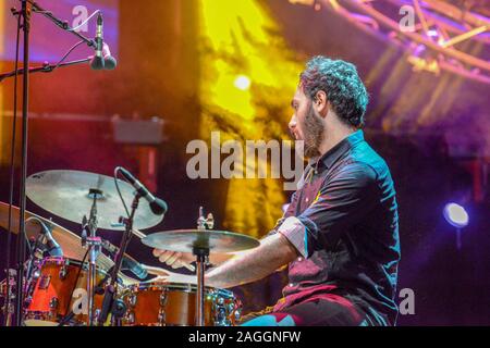 Lugano, Suisse - 8 juin 2016 - le batteur Daniel Dor de Avishai Cohen Trio Jazz estival à Lugano le Suisse Banque D'Images