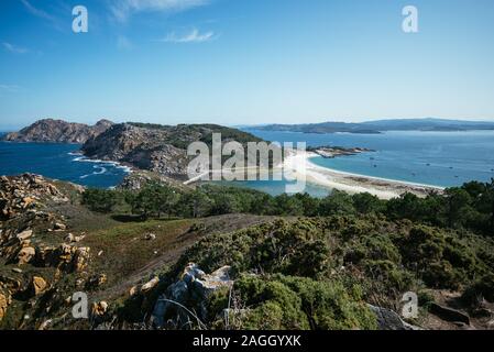 Islas Cies, Parc National d'Maritime-Terrestrial des îles de l'Atlantique. La Galice, Espagne. Banque D'Images