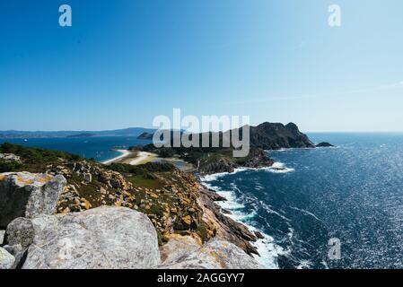 Islas Cies, Parc National d'Maritime-Terrestrial des îles de l'Atlantique. La Galice, Espagne. Banque D'Images