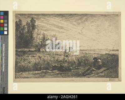 Clichés-verres par Daubigny, certaines imprimées en marche arrière, avec quelques croquis marginal. Les sujets incluent les aulnes, les ponts, les vaches, des daims, des ânes, des gués, de récolte, de chevaux, de nuit, animaux de bât, Pollard et arbres de moutons. Date à partir de Loys Delteil, le peintre-graveur illustre, c. XIII. Fait partie de Samuel Putnam Avery Collection. Don de Samuel Putnam Avery, 1900. Holdings contrôlés à l'exemplaire de Loys Delteil, le peintre-graveur illustre, c. 13. S.P. Avery Collection. Titre conçu par cataloger. Citation/Référence : D141 ; la fenaison Banque D'Images